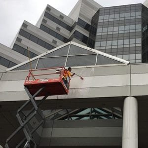 Commercial building pressure washing
