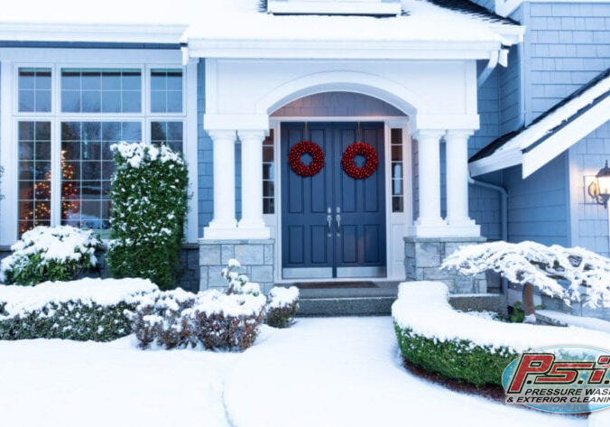 Blue wintery house
