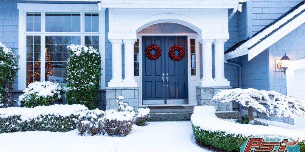 Blue wintery house